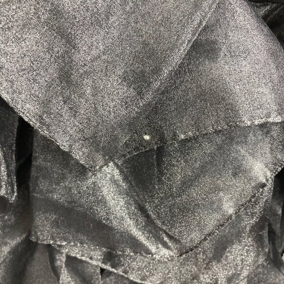 Vintage 80s Tadashi Black Velvet Dress 4 Organza Ruffle Bottom Long Sleeve - Picture 9 of 11